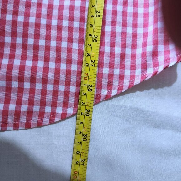 Chaps Easy Care Shirt Men's Large Gingham Plaid Short Sleeve Button Up Red White - Picture 9 of 10